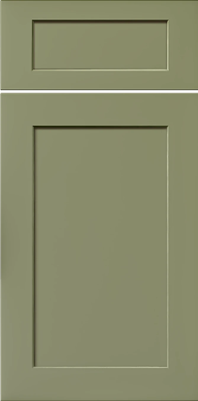 Shaker Evergreen kitchen cabinet door in a deep green finish