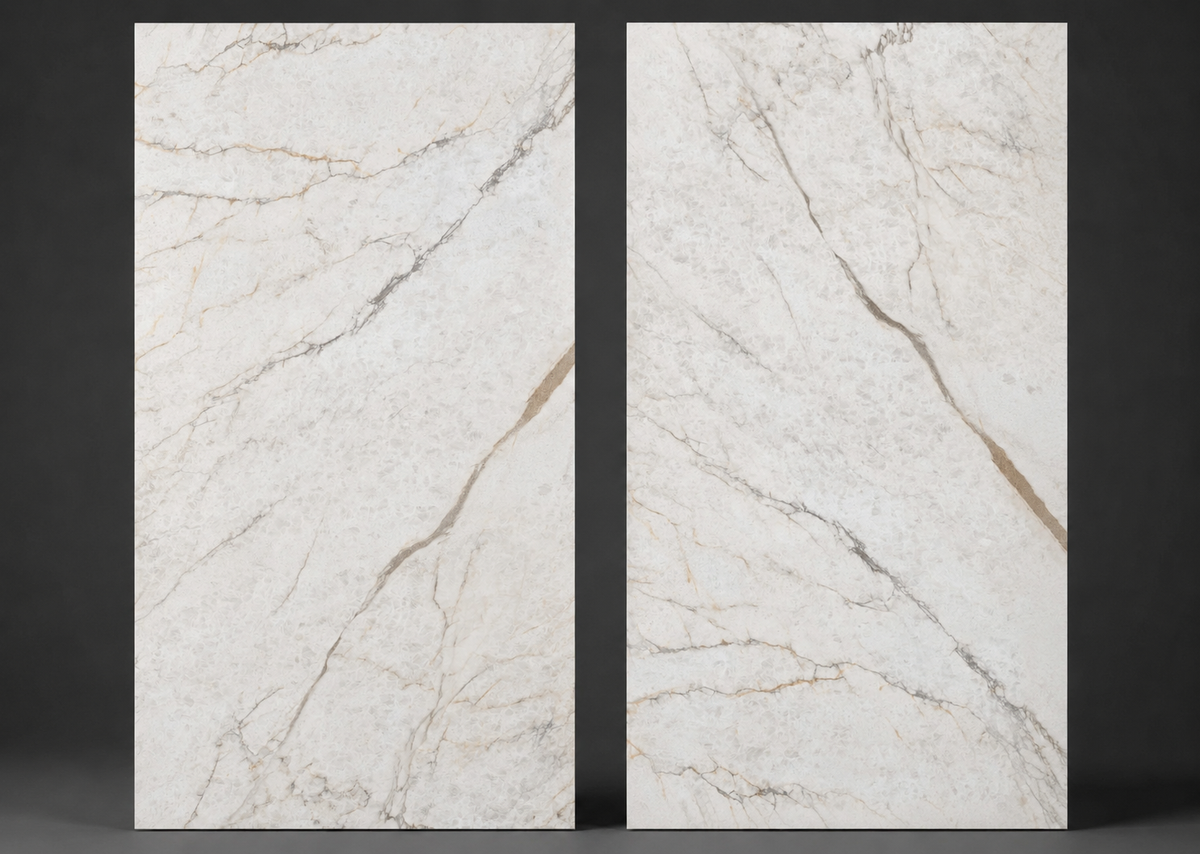 Mont Blanc Crystal porcelain Face A and Face B shown side by side on a dark studio background