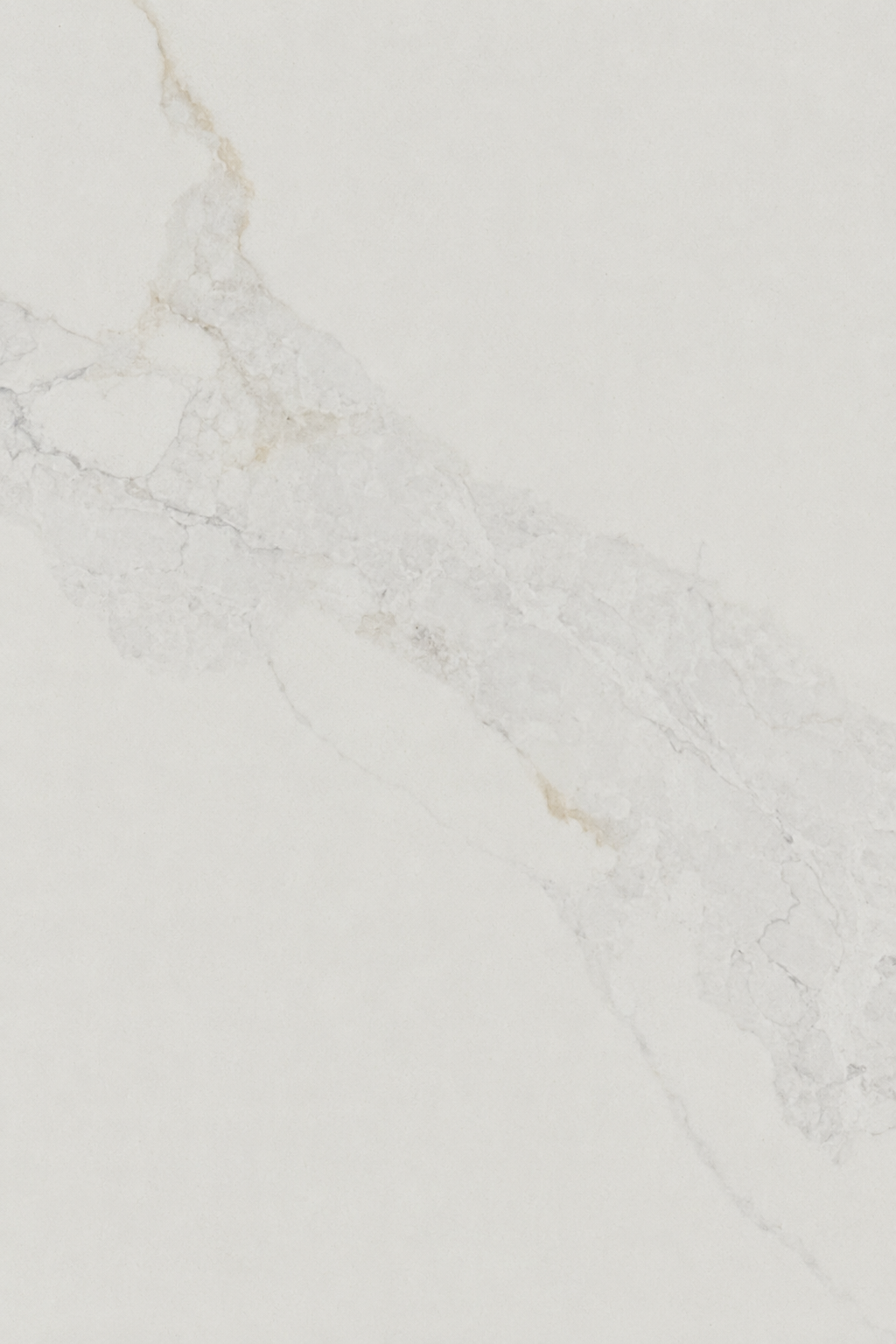 Detailed white quartz pattern featuring flowing gray veins on a bright white background