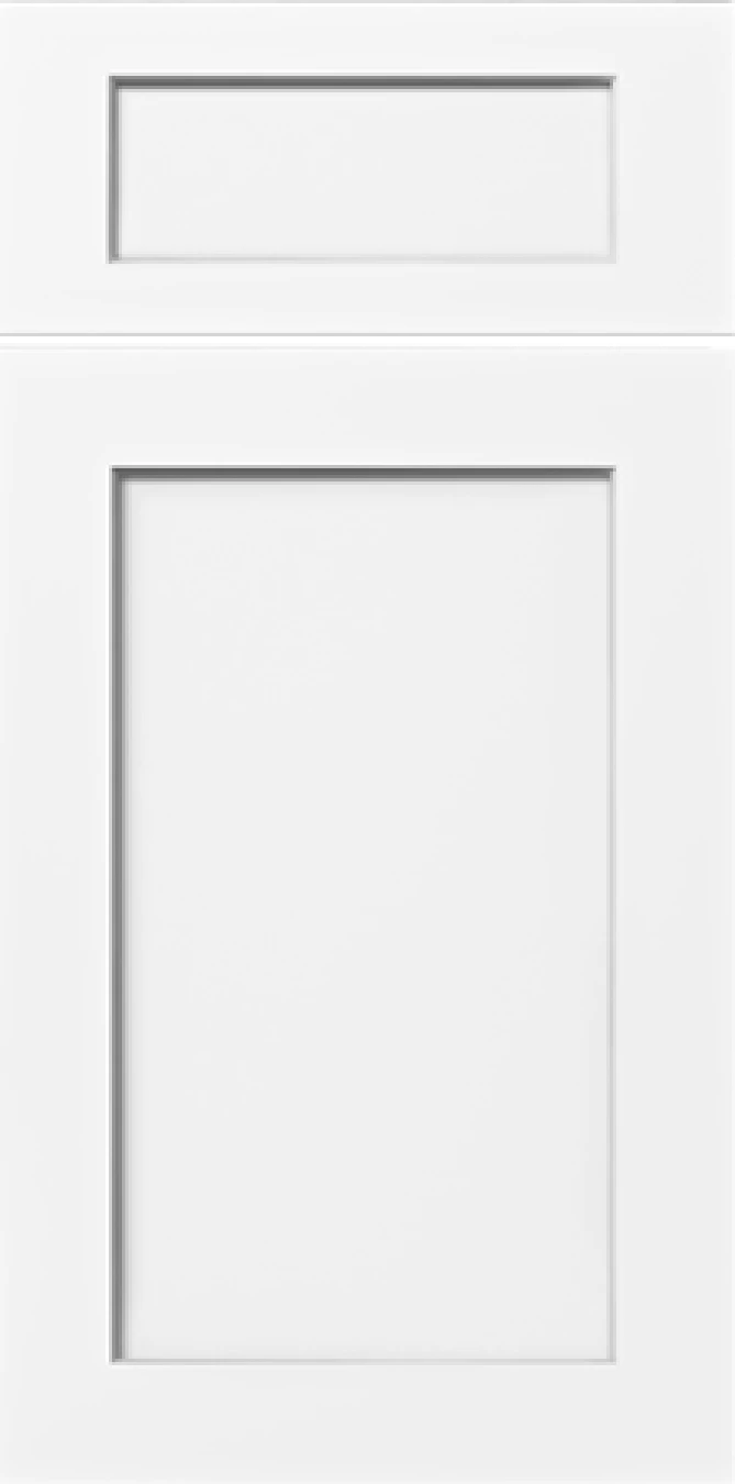 Shaker White kitchen cabinet door with five-piece frame and recessed panel