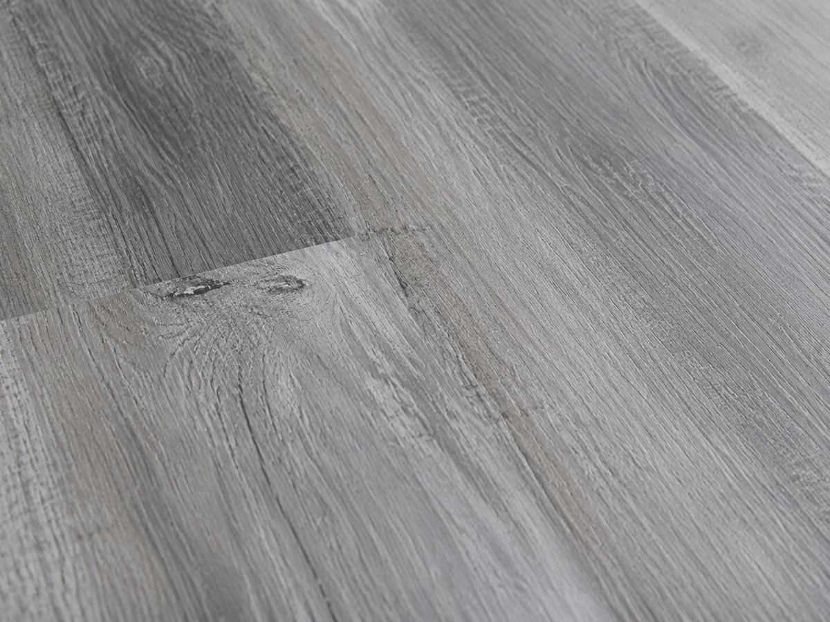 Rustic Storm SPC flooring with whitewashed grain and micro-beveled joint