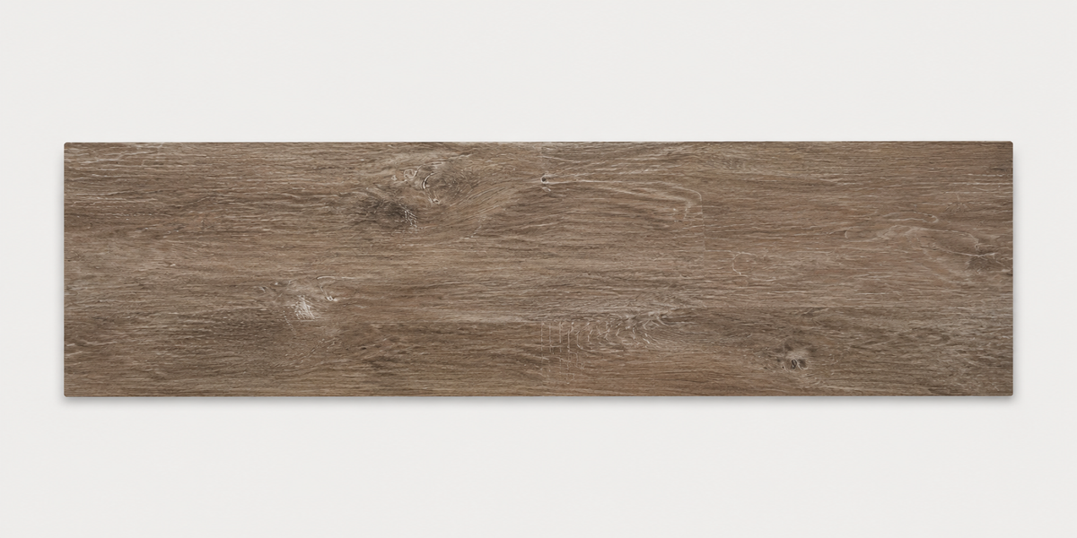 Rustic Walnut SPC flooring plank with weathered taupe-brown grain